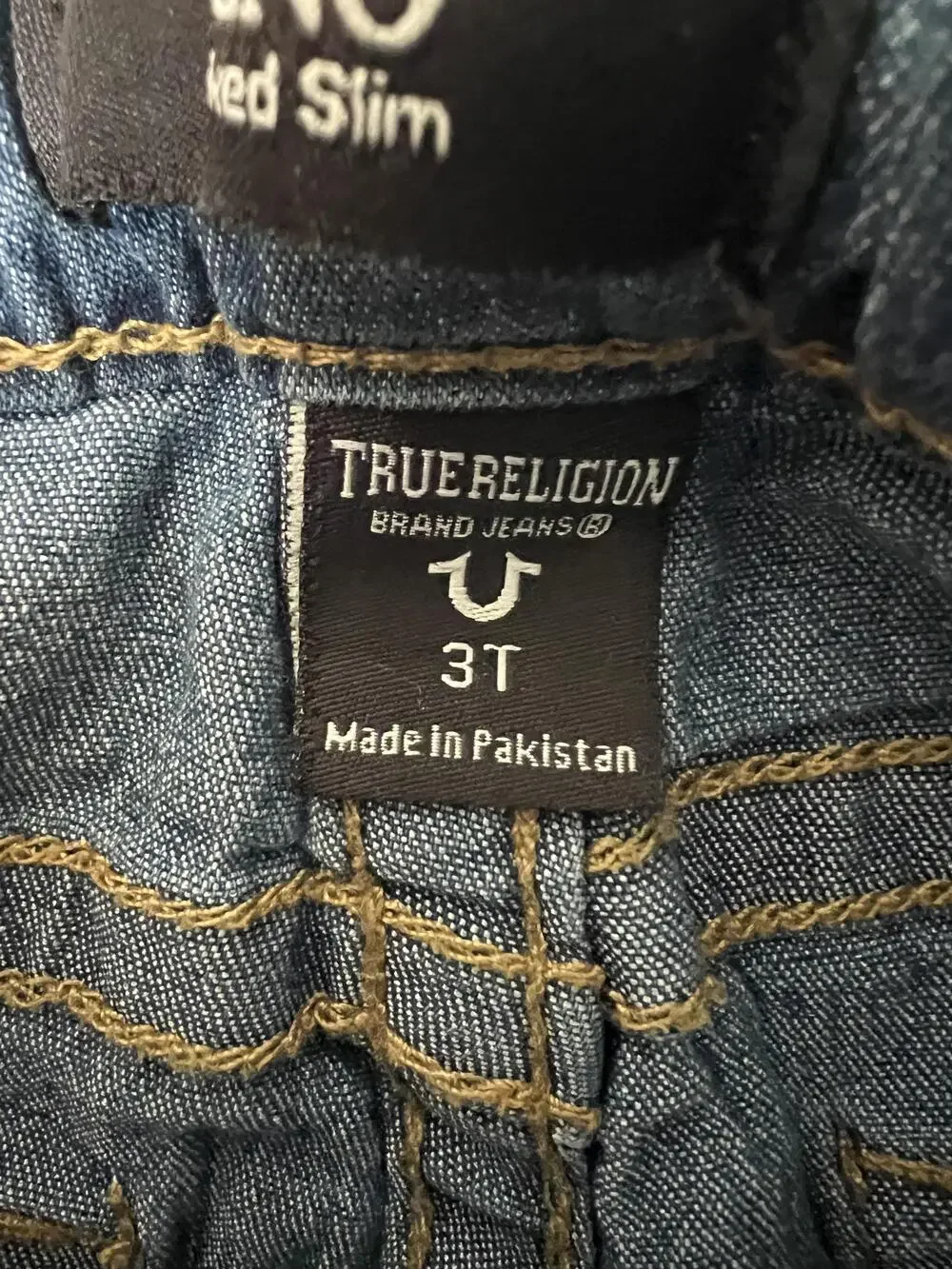 True Religion Geno Relaxed Slim Jeans Kids 3T Blue Straight Denim Elastic Waist
